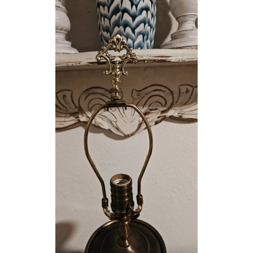 Vintage Japanese Champleve Bronze Enamel Cloisonne Table Lamp Works!